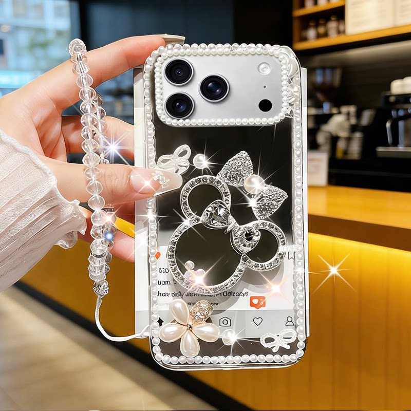 2026马年镶钻奢华适用苹果iPhone17Promax手机壳软壳16化妆15全包6s高端12带镜子8Plus防摔13保护套12Pro