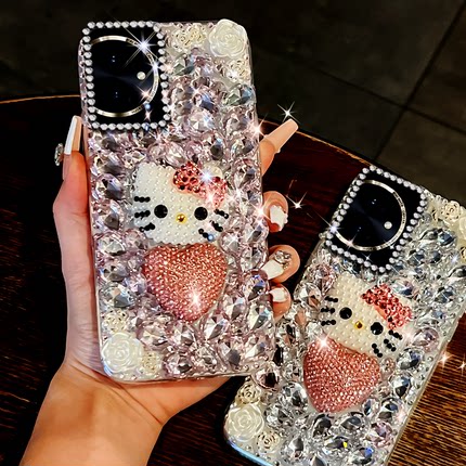 炫彩水钻凯特猫适用荣耀100手机壳外壳300ultra新品X30MAX全包80Pro直屏版/2026年9x保护套X10防摔60小众30m