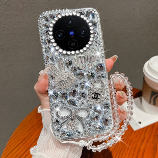 S19网红 2025年X200新品 高级满钻水钻适用vivoX100手机壳保护套S20女款 Z7x小众y73s全包X21后置指纹防摔S30