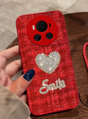 红色本命年布艺小香风适用荣耀Magic6手机壳喜庆20过年x40i春节X70i秋冬X50i+/2026年9X保护套6pro名媛x50