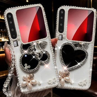 2026马年镶钻化妆镜适用华为PuraX手机壳软壳P50Pocket外壳Flip化妆VFlip透明XS2防摔VS全包X6本命年