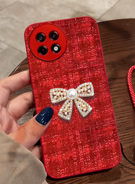 红色喜庆布艺适用oneplus1+一加Ace5手机壳外壳9RT冬天3V防摔3Pro春节2秋冬12全包11/2026年5至尊版本命年