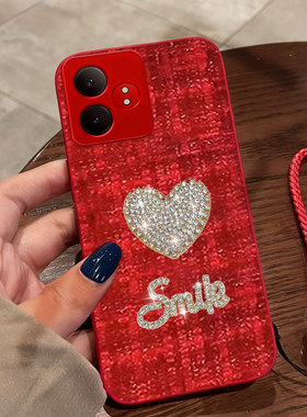 红色本命年布艺小香风适用realme真我GTNeo6手机壳名媛10+外壳10保护套12+冬天Realme真我Neo7x春节Neo5秋冬