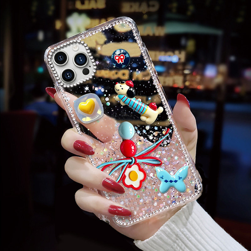 高级感水钻细闪适用苹果iPhone16promax手机壳网红13Mini镶钻6SPLus新款14Pro网红15Pro防摔7软壳14Pro女款14