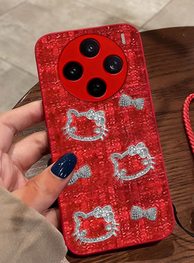 红色本命年布艺小香风适用vivoX200手机壳冬天X27全包X300防摔X80过年X100S/2026年X200s喜庆X200mini外壳