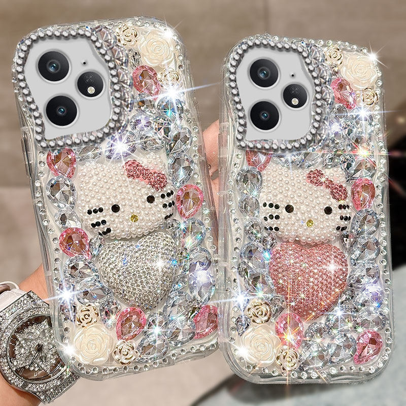 透明水钻KT猫适用Realme真我Neo7手机壳高级感V60女款 5G镶钻5pro全包NEO3保护套5简约Realme真我Neo7se满钻