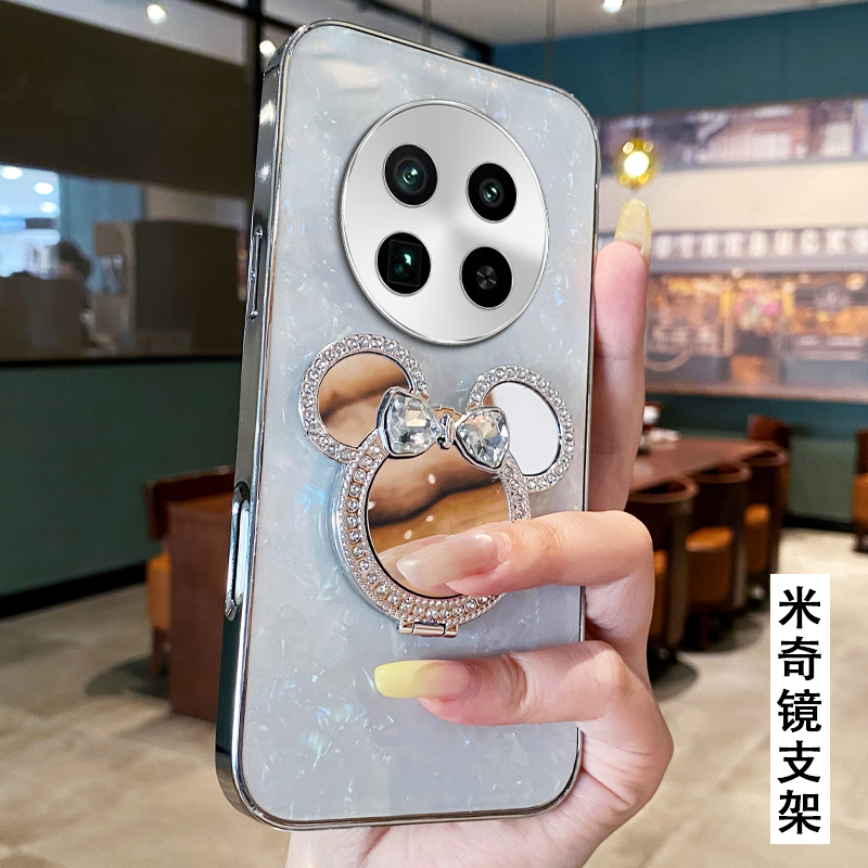 卡通贝壳镜子支架适用Redmi红米Note15手机壳保护套15C外壳9新款14网红10/2025年11 全包12T高级感3防摔11T
