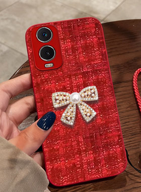 红色喜庆布艺适用vivoY76s手机壳春节Y200i防摔Y9s本命年T2x保护套Y50过年Z3冬天Y300结婚Y35 5G外壳Y77e