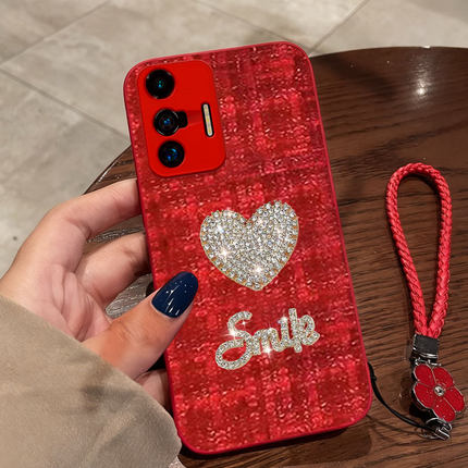 红色本命年布艺小香风适用vivoX70手机壳全包X21后置指纹/2026年X300结婚X300喜庆X30本命年X200冬天X90+防摔