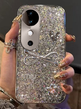 金属色直边闪粉适用vivoS19手机壳全包X100S防摔S16网红13新品S12高级感S19女款Y300PRO新款6/2025年10外壳5