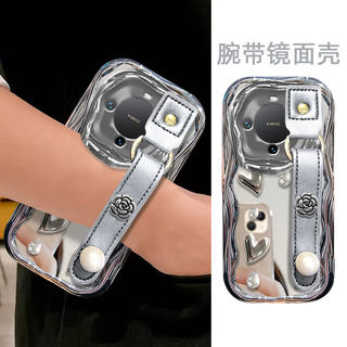 高级感镜面腕带支架手链适用华为Mate60手机壳新款nova11Pro外壳p30网红nova10全包P70防摔nova8女士nova9Pro