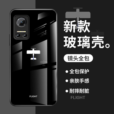 适用华为荣耀play8t手机壳play7t情侣飞机play6c玻璃硬壳pro新款保护套CMA一AN40男女网红play6t全包防摔软壳