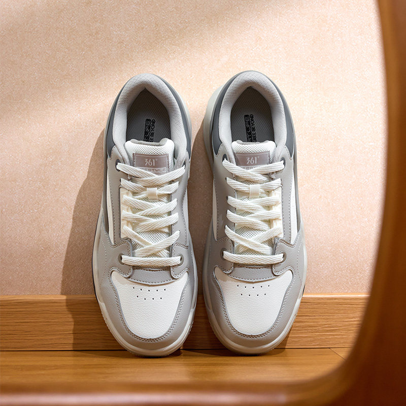 361男鞋运动鞋2026春季新款革面厚底鞋子休闲百搭防滑板鞋男款