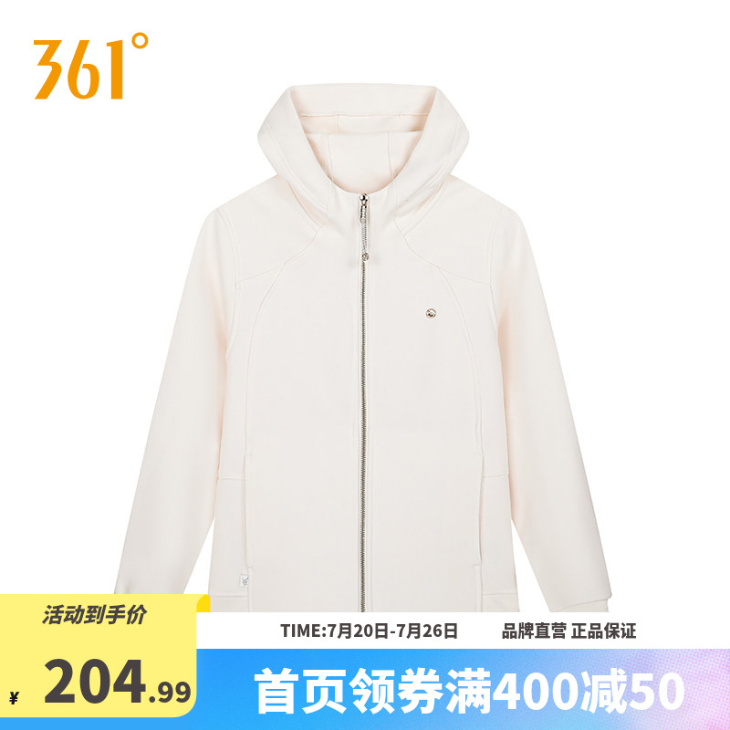 361°运动卫衣2026春季新款连帽开襟卫衣女子常规舒适上衣
