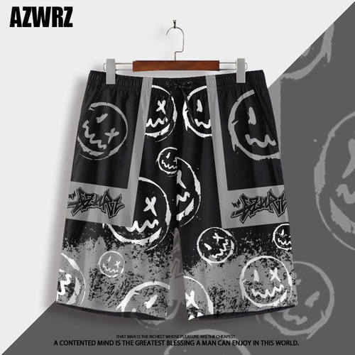 短裤男夏季潮流五分裤笑脸联名休闲宽松睡裤薄款可下水运动半裤子