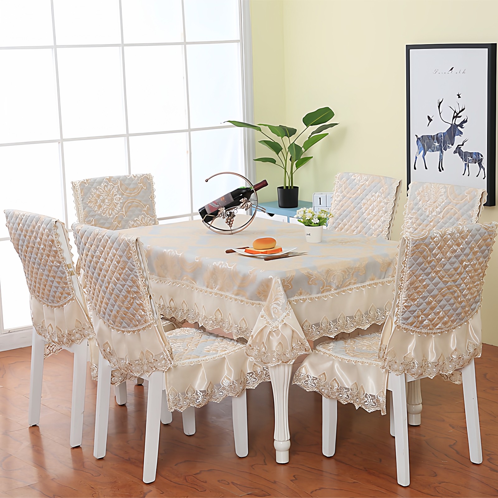 家用餐厅简约现代中式分体餐椅垫靠背套罩四季通用椅子垫椅套坐垫