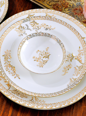 自由组合景德镇骨瓷餐具碗碟套装家用轻奢盘筷子中欧式高档陶瓷器