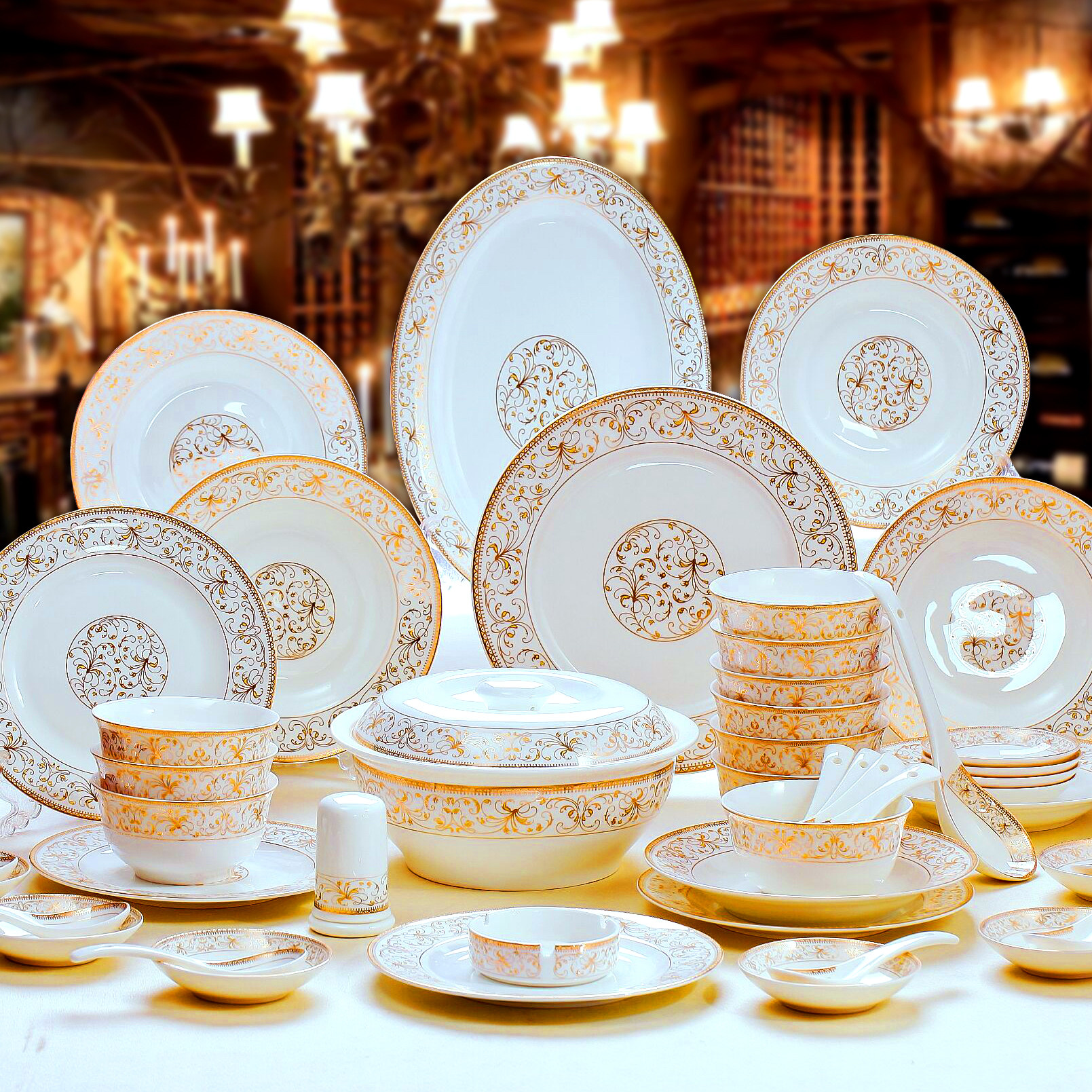 博观旗舰店 碗碟套装家用景德镇欧式骨瓷餐具碗筷陶瓷器吃饭套碗,餐饮具,碗,淘宝优惠券,粉丝福利购,淘宝优惠卷