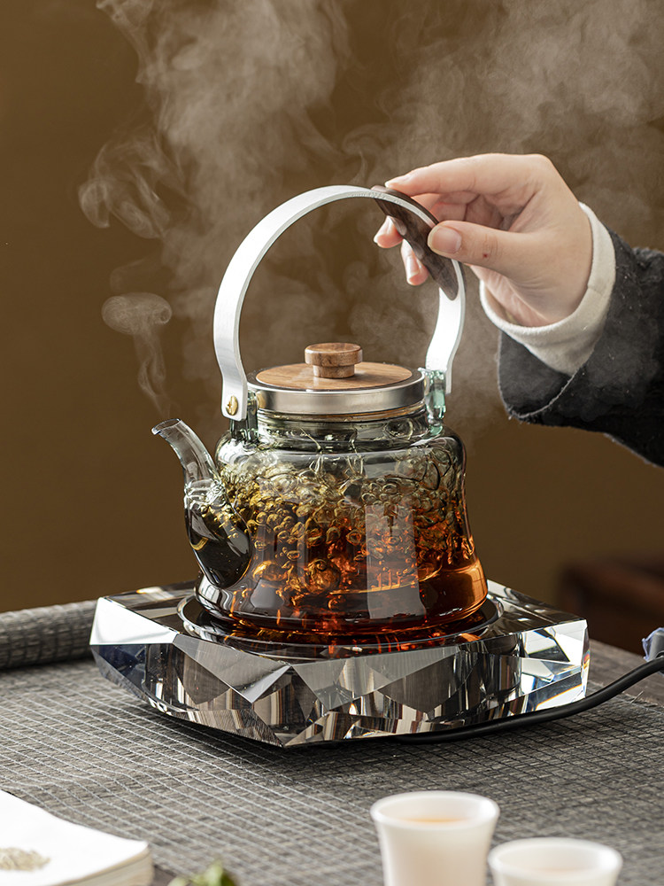 琨德2024新款水晶电陶炉煮茶器煮茶炉家用玻璃烧水壶泡茶壶电热炉