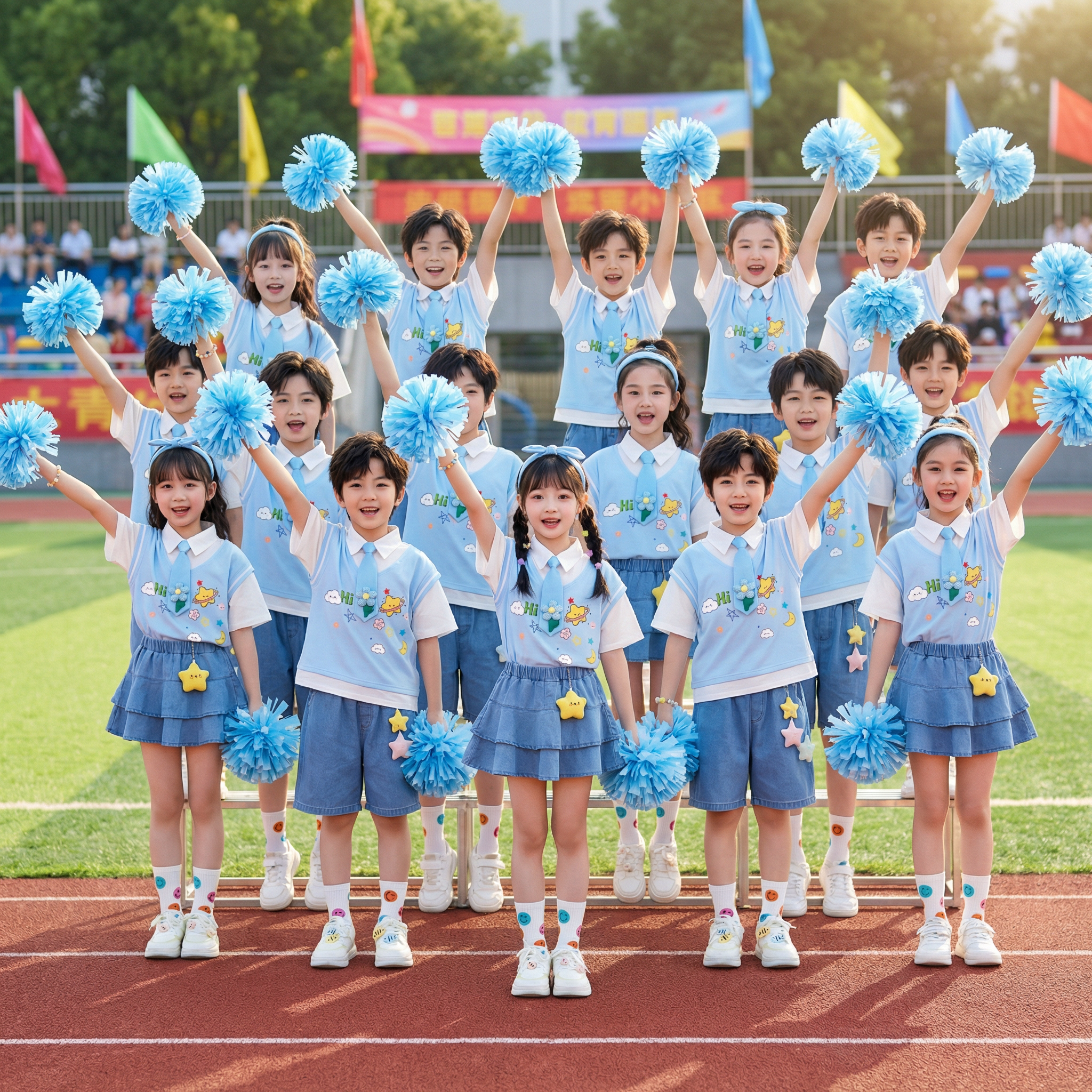 六一儿童啦啦队演出服幼儿园合唱班服套装小学生运动会开幕式服装