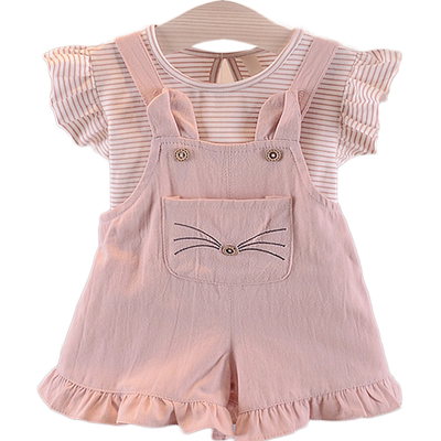 新款3周岁衣服卡通夏季背带套装