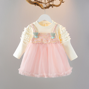 儿童春装女童春天长袖裙子女宝宝春装洋气公主裙春秋可爱连衣裙潮