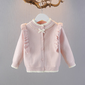 洋气宝宝外套儿童公主毛线衣春装 2026新款 春春款 女童毛衣针织开衫