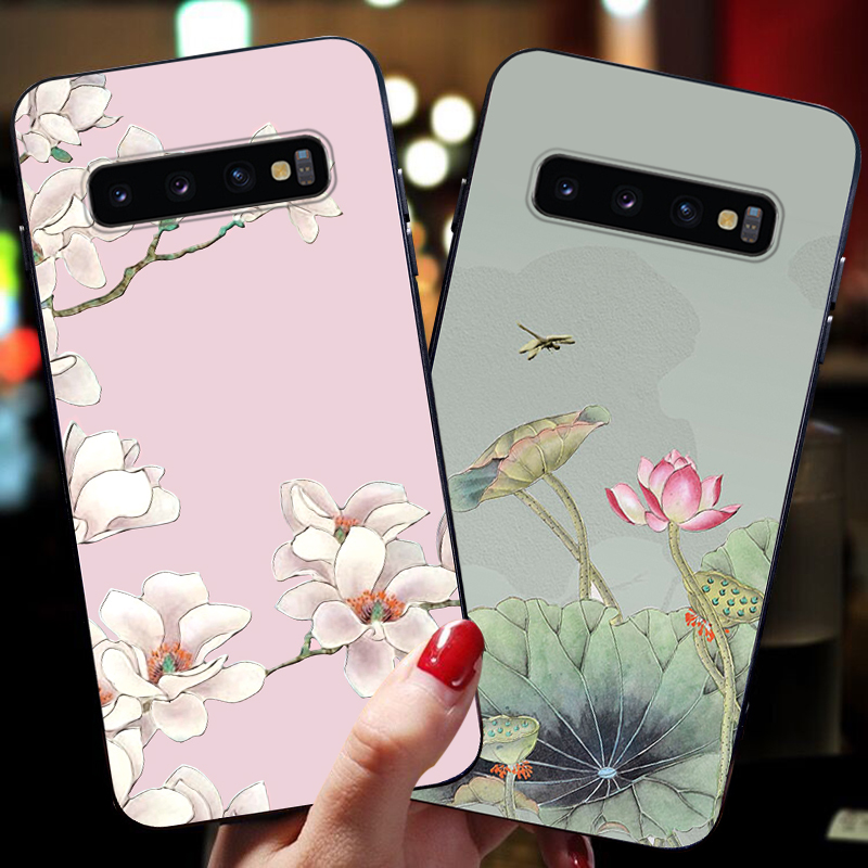 三星S10e手机壳中国风note9女款简约保护套note10+新款plus外壳galaxy男古风盖乐世超薄磨砂浮雕硅胶软壳挂绳