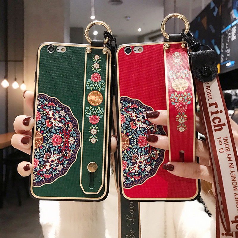 三星s9+手机壳腕带s8plus中国风note8红色复古硅胶软壳防摔全包八+潮壳galaxy超薄个性创意带指环扣支架挂绳t