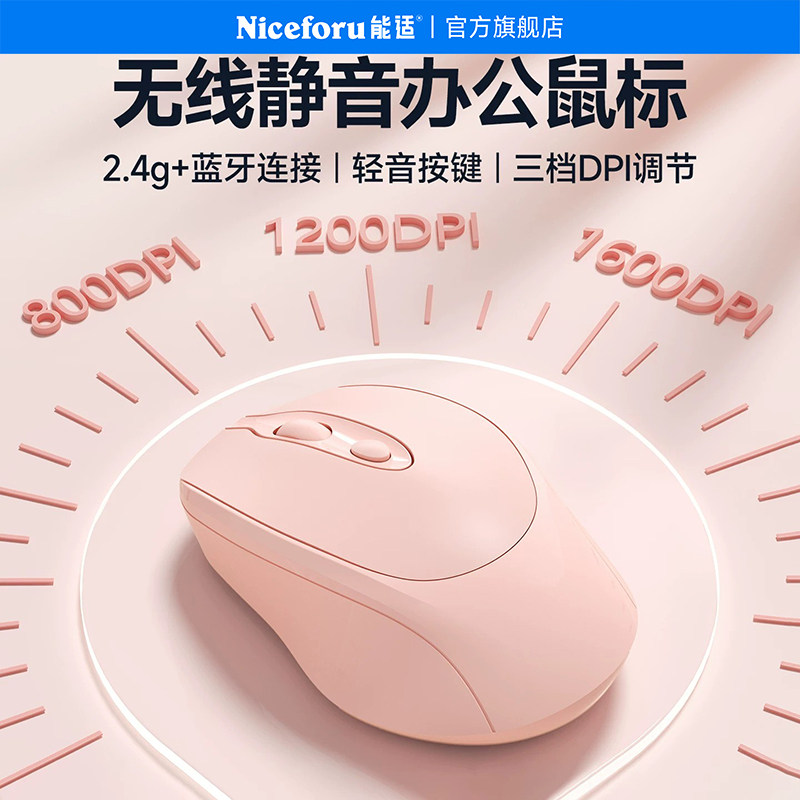 能适无线鼠标蓝牙静音游戏办公女生可充电双模笔记本台式电脑适用联想