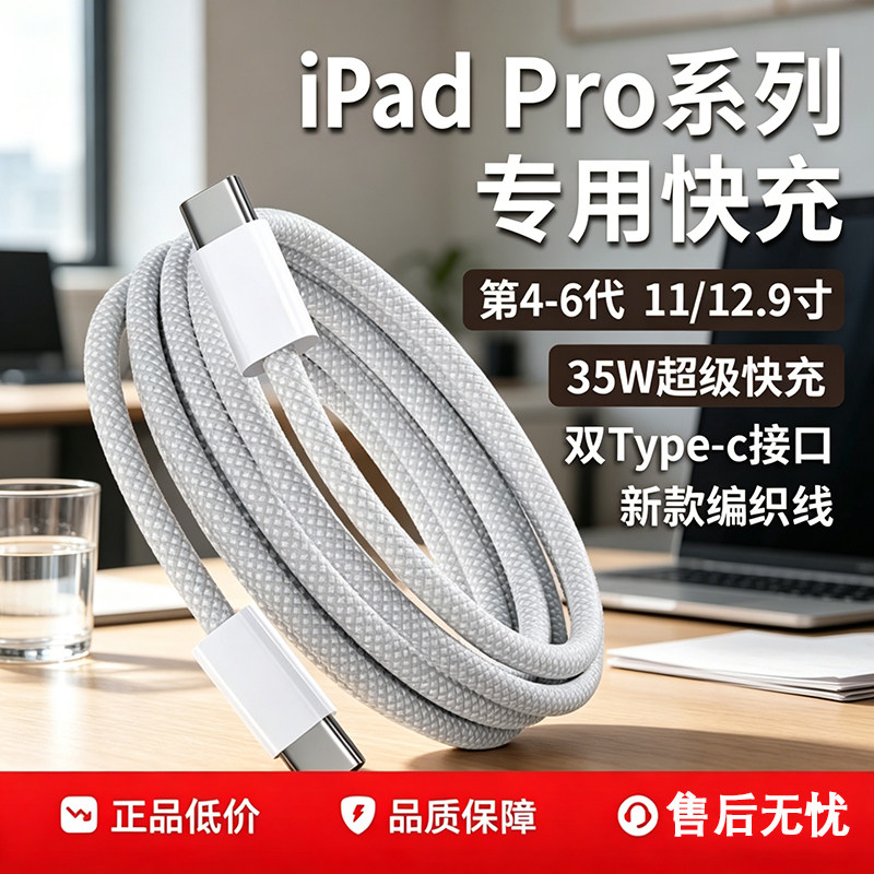 适用苹果iPadPro数据线35W快充ipadpro11 12.9寸平板电脑充电线ip