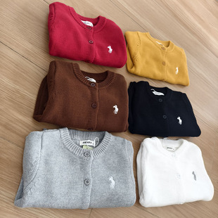 2025新款儿童加厚线衣男女童宝宝中小童纯棉线圆领针织开衫毛衣