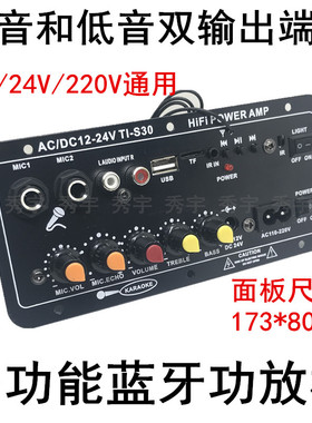 TI-S30 低音炮功放板12v24v220v通用炮芯蓝牙音箱主板K歌扩音机板