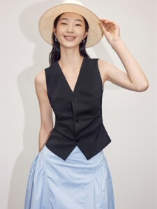 单穿西装马甲背心女外穿高端夏薄款小香风小马夹无袖削肩v领上衣