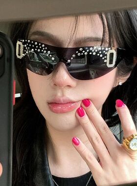 Y2K千禧辣妹风朋克钻石墨镜女欧美风复古镶钻高级感ins太阳眼镜