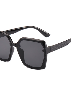 女款太阳镜防紫外线墨镜高级感大脸圆脸复古黑框茶色眼镜素颜神器