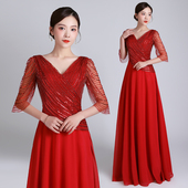 新款 大合唱演出服礼服舞蹈表演服主持人舞台服装 音乐会朗诵合唱服