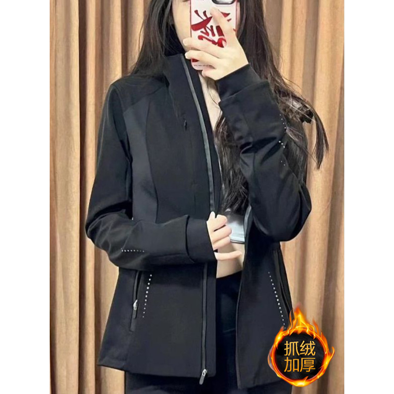 修身冲锋衣抓绒加厚外套女款秋冬穿搭2025新款上衣户外软壳骑行服