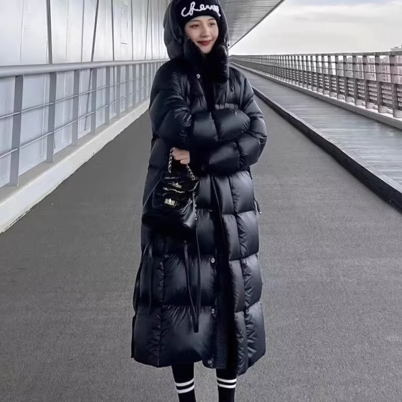 羽绒棉服女过膝中长款加厚2024冬新款高端韩版修身抗寒保暖外套