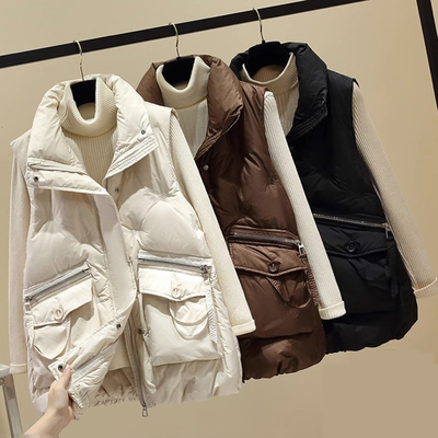 立领坎肩大口袋无袖马夹背心外套