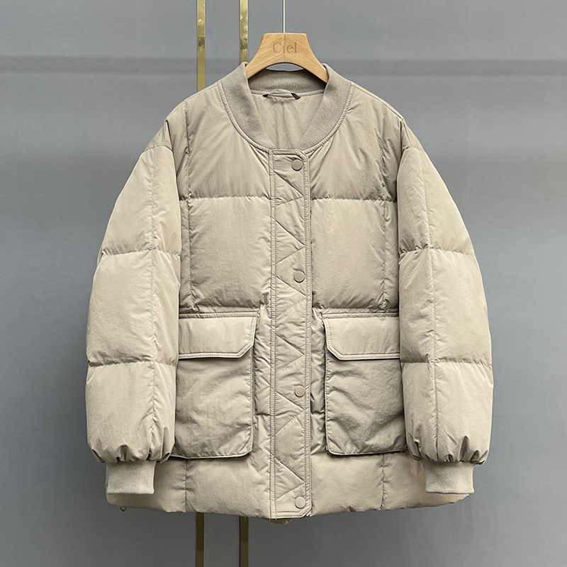 宽松显瘦棒球领羽绒棉服冬季外套