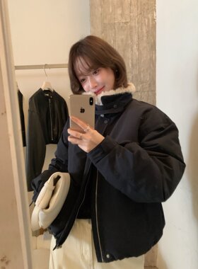 毛领白色棉服加厚保暖显瘦短外套
