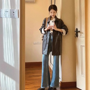 中长款 美式 女装 大码 酷飒风流行皮夹克潮 气质皮衣外套秋冬2025新款