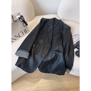 黑色酷飒风皮衣外套女2025秋冬季新款大码女装夹克高级感机车短款