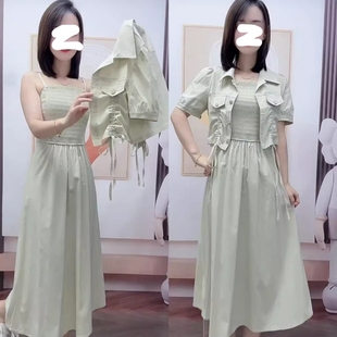 胖MM休闲两件套潮 2025新款 韩版 时尚 气质百搭显瘦吊带连衣裙女大码