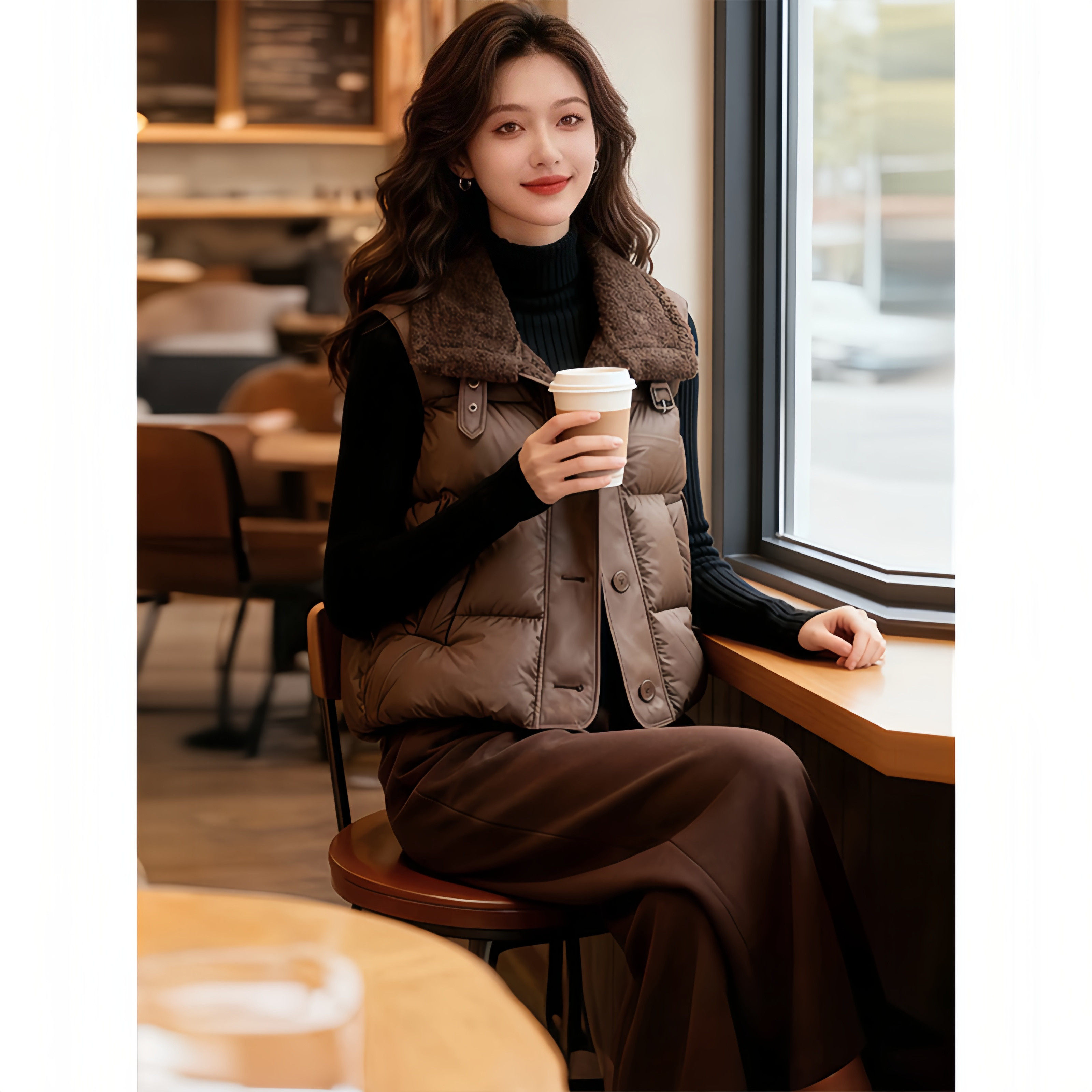 时尚羊羔绒拼接羽绒棉马甲女2026春秋季新款黑色大码显瘦马夹外套,女装/女士精品,马夹,淘宝优惠券,粉丝福利购,淘宝优惠卷