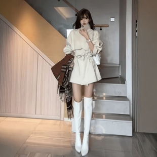 2025年秋冬新款设计感休闲时尚韩系风衣中长款外套收腰百搭上衣潮