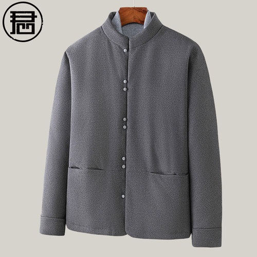 羽绒服唐装男冬季落肩袖白鸭绒