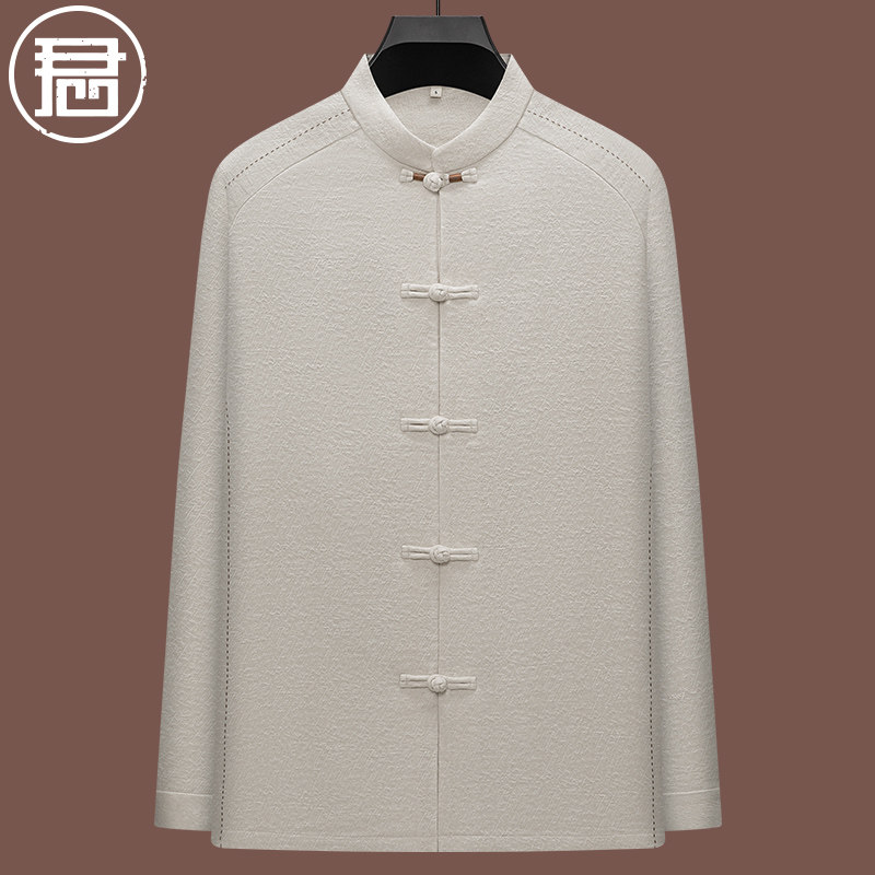 君子企鹅男士连袖衬衫唐装长袖上衣青年中式禅意佛系棉料国风衬衣,男装,唐装,淘宝优惠券,粉丝福利购,淘宝优惠卷