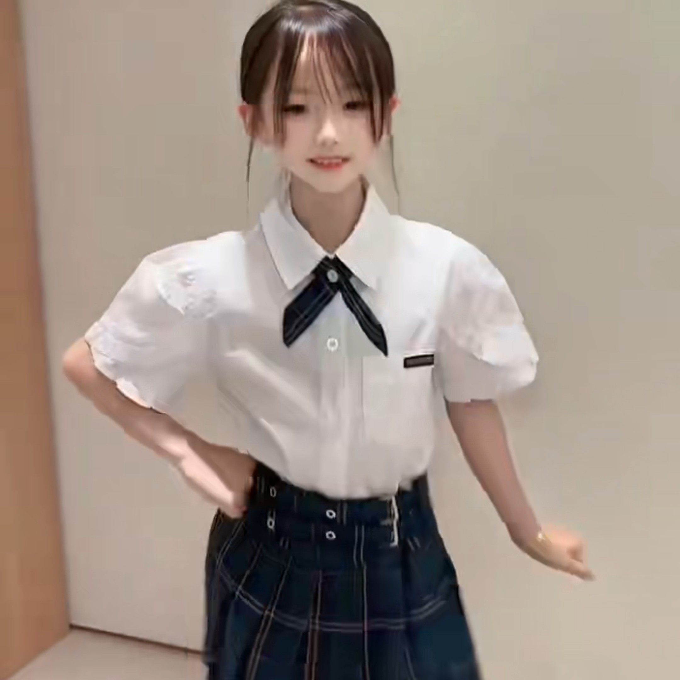 女童学院风套装2026夏季新款大童韩版时髦洋气短袖衬衫短裙